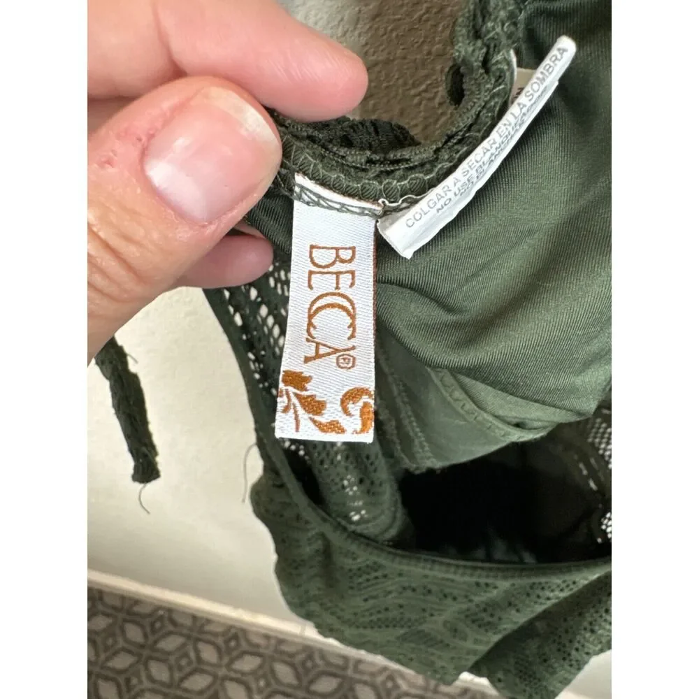 Beca Crochet Lace One Piece Swimsuit Deep Army Military Green M‎ Boho